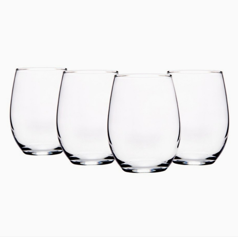 Home Essentials Red Series 15 ounce Stemless Wine Glass set of 4 NWT